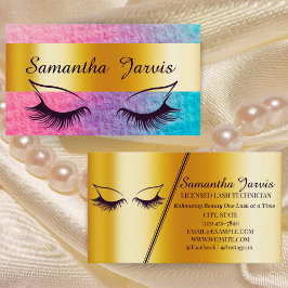 Roos Roze & Blauw met Gold Folie Lash & Brow Look Visitekaartje