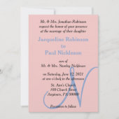 Roos Roze Blauw Pastel Monogram Kaart (Voorkant)