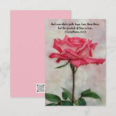 Roos Roze Bloem Geloof Bijbelvers Notitie Kaart (Voorkant / Achterkant)