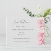 Roos Roze Bloem Grijze Bloemen Save The Date Weddi Kaart (Staand voorkant)