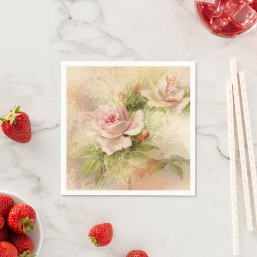 Roos roze  bloem servetten (Insitu)