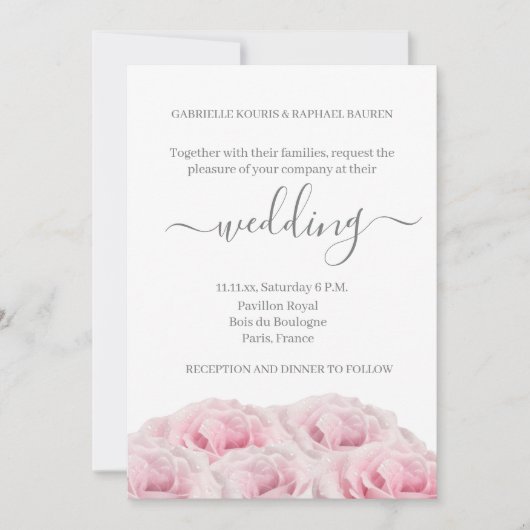 Roos Roze Bloem Witte grijze legant Kaart (Voorkant)