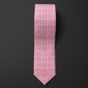 Roos Roze Bloemen Geïnspireerd Monogram Stropdas
