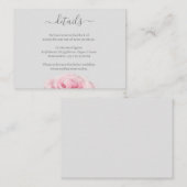 Roos Roze Bloemengrijs Bloemen Bruiloft Hotel Deta Informatiekaartje (Voorkant / Achterkant)