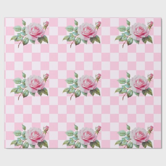 Roos Roze Blooms Wrapping Paper Cadeaupapier (Vlak)