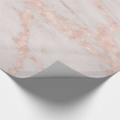 Roos Roze Blush Glitter Marble Glossy Cadeaupapier (Hoek)