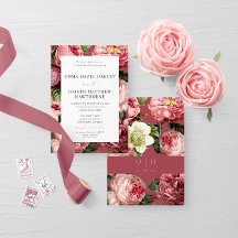 Roos roze bruine klassieke bruiloft uitnodiging