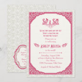 Roos Roze champagne Lace Sip N Zie Baby shower Kaart (Voorkant / Achterkant)