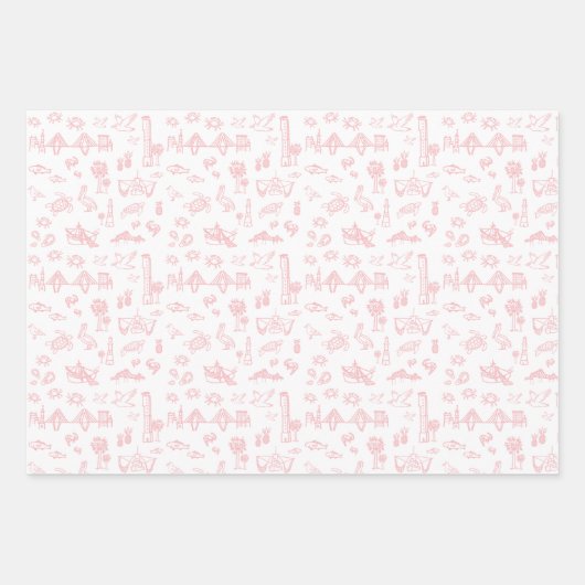 Roos Roze Charleston Toile Wrapping Papier Inpakpapier Vel (Voorkant 3)