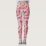 Roos Roze Chic Waterverf Peony Floral Leggings<br><div class="desc">Prachtige heldere magenta en lichtroze roos florale leggings voor een meisje dat van schattige peronenbloemen leggings houdt. Perfect vrouwelijke en  broek.</div>