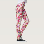  Roos Roze Chic Waterverf Peony Floral Leggings (Rechts)