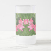 Roos roze Crinum Lilies Bevroren glazen Matglas Bierpul (Center)