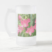 Roos roze Crinum Lilies Bevroren glazen Matglas Bierpul (Links)