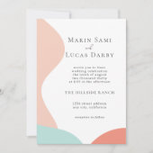 Roos Roze cyaan Abstract hedendaags huwelijk Kaart (Voorkant)