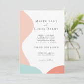 Roos Roze cyaan Abstract hedendaags huwelijk Kaart (Staand voorkant)