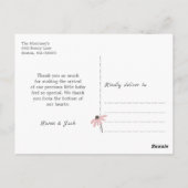 Roos Roze Daisies Bunny Baby shower Dank u Briefkaart (Achterkant)