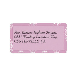 Roos Roze Damask Wedding Etiket