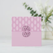 Roos Roze Damask Wedding Kaart (Staand voorkant)