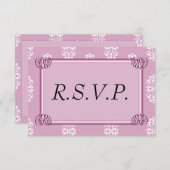 Roos Roze Damask Wedding RSVP (Voorkant / Achterkant)