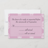 Roos Roze Damask Wedding RSVP Kaartje (Achterkant)