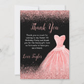Roos Roze dress Faux Glitter Sweet 16 Birthday Bedankkaart (Voorkant)