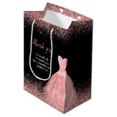 Roos Roze dress Faux Glitter Sweet 16 Birthday Medium Cadeauzakje (Voorkant Gekanteld)