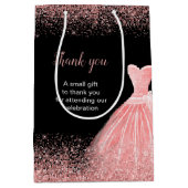 Roos Roze dress Faux Glitter Sweet 16 Birthday Medium Cadeauzakje (Voorkant)