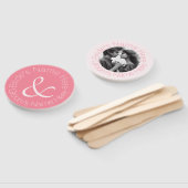 Roos Roze Elegant Bruid en bruidegom Foto Bruiloft Handwaaier (Niet-gemonteerd)