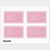 Roos roze elegante bruiloft monogram wijnfles rechthoekige sticker (Vel)