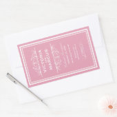 Roos roze elegante bruiloft monogram wijnfles rechthoekige sticker (Envelop)