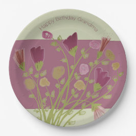 Roos roze en bordeaux bloemig papieren bordje