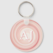 Roos Roze en Coral Spiral Modern Initiaal Monogram Sleutelhanger (Voorkant)