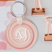 Roos Roze en Coral Spiral Modern Initiaal Monogram Sleutelhanger