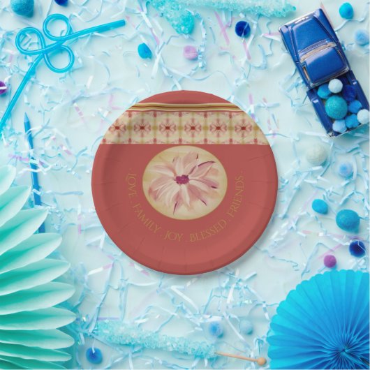 Roos roze en crème met goudlegant papieren bordje (Feest)