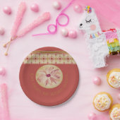 Roos roze en crème met goudlegant papieren bordje (Feest)