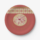 Roos roze en crème met goudlegant papieren bordje (Voorkant)