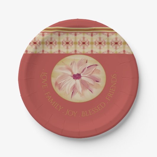 Roos roze en crème met goudlegant papieren bordje (Voorkant)