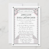 Roos Roze en Gatsby Art Deco Wedding Kaart (Voorkant)