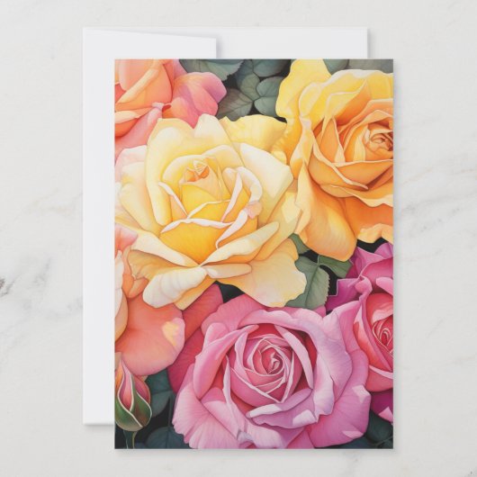 Roos Roze en Geel Bloemen Huwelijk Monogram Kaart (Achterkant)