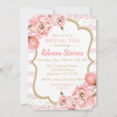 Roos Roze en Gold Bridal Tea Party Kaart (Voorkant)