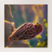 Roos Roze en Gold Paraket Legpuzzel (Horizontaal)