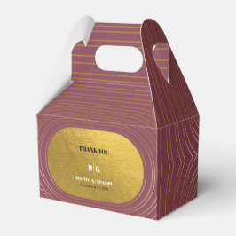 Roos roze en gouden moderne, minimalistische wapen bedankdoosjes