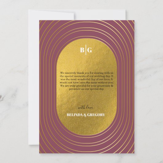 Roos roze en gouden moderne, minimalistische wapen bedankkaart (Achterkant)