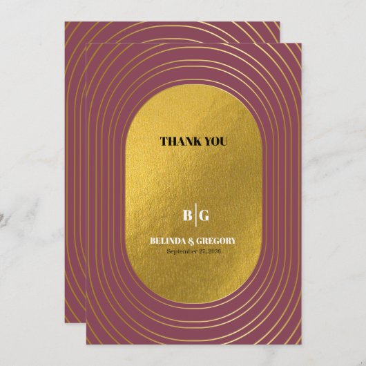 Roos roze en gouden moderne, minimalistische wapen bedankkaart (Voorkant / Achterkant)