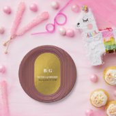 Roos roze en gouden moderne, minimalistische wapen papieren bordje (Feest)