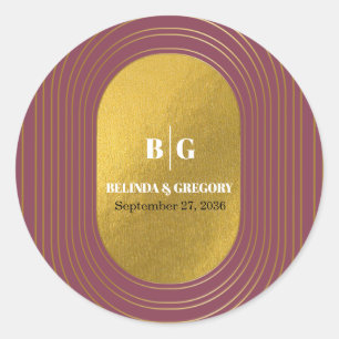 Roos roze en gouden moderne, minimalistische wapen ronde sticker