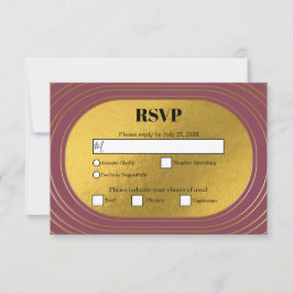 Roos roze en gouden moderne, minimalistische wapen RSVP kaartje