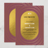 Roos roze en gouden moderne, minimalistische wapen save the date (Voorkant / Achterkant)