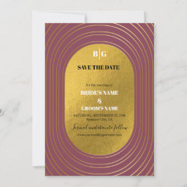 Roos roze en gouden moderne, minimalistische wapen save the date