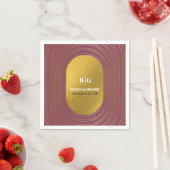 Roos roze en gouden moderne, minimalistische wapen servet (Insitu)